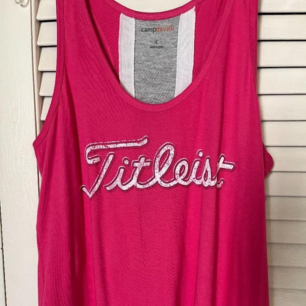 Women's Titleist pink scoop neck tunic length tank top